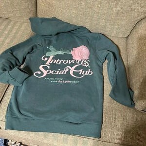 NWT OTTO BY KRIS AUTHENTIC INTROVERTS SOCIAL CLUB HOODIE SMALL KANGAROO Pockets